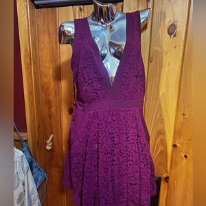 Free People Deep Wine Lace Dress (L)